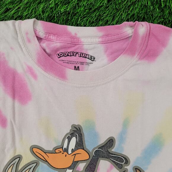 Looney-Tunes Cropped Tie-Dye Shirt Womens Medium 20x19 Baggy - Picture 9 of 13